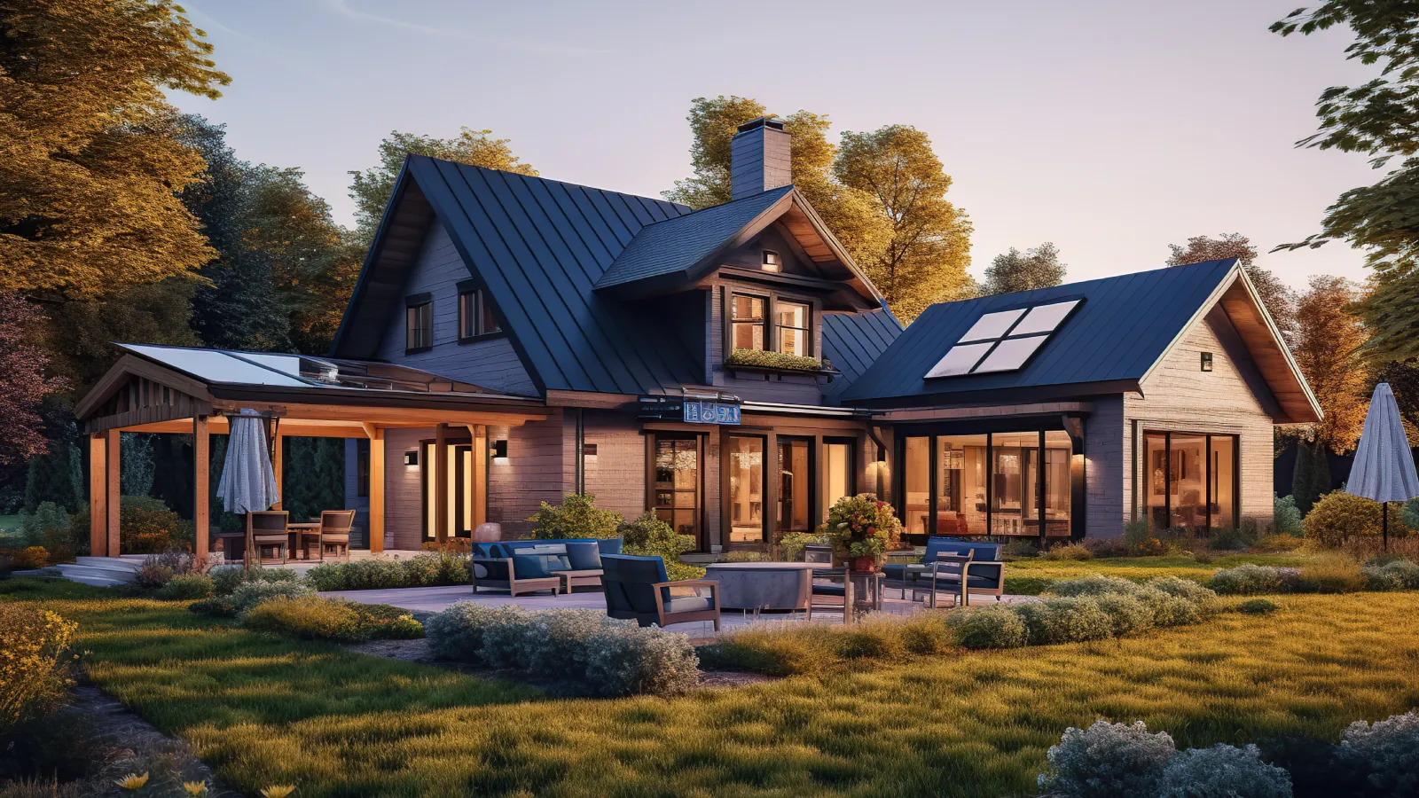 Modern custom home with landscaped yard representing residential construction projects