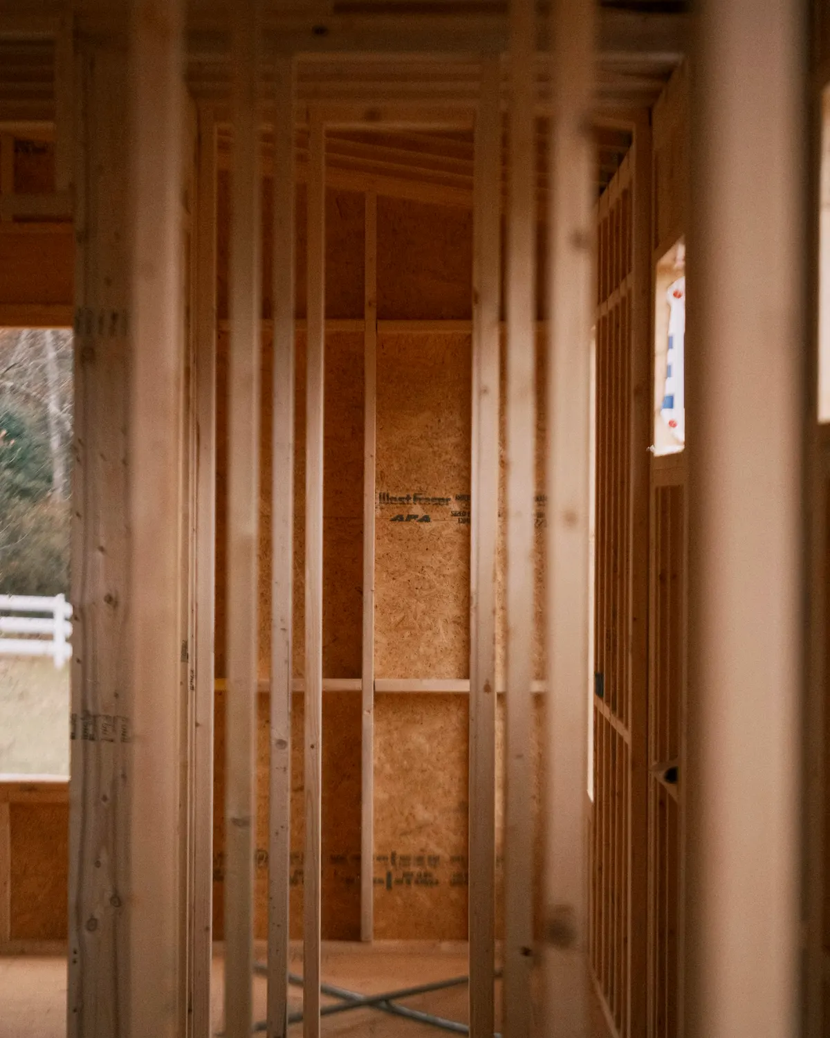 Wood framing plans, lumber, sheathing, connectors, and fastener quantities